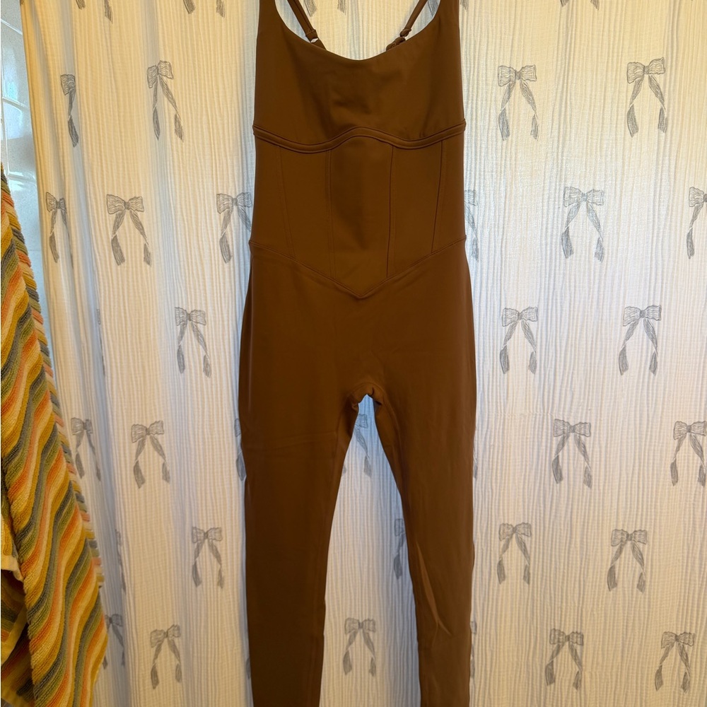 BuffBunny mauve crisscross back jumpsuit